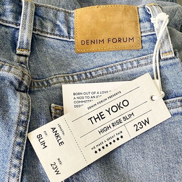 Aritzia Denim Forum Womens Size 23 High Rise Slim Ankle Blue Jeans Button Fly - Picture 10 of 13